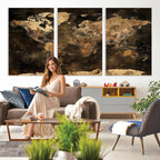World Map Canvas Print, Modern Decorative Framed Map Artwork