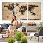World Map Wall Art Canvas Print