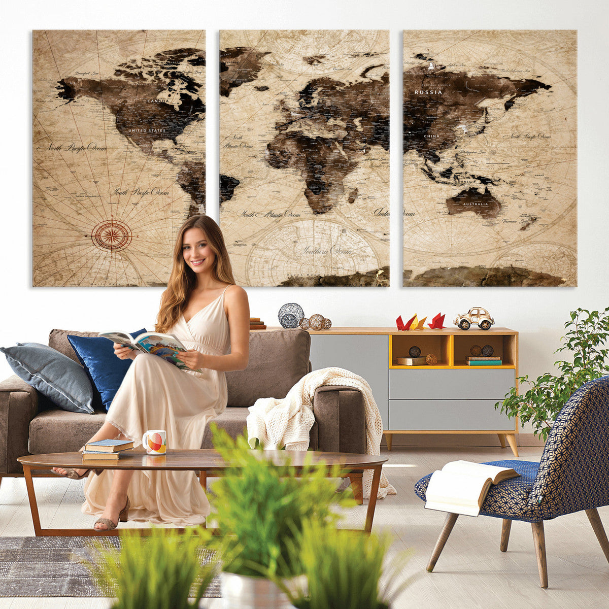 World Map Wall Art Canvas Print