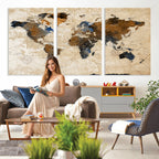 World Map Canvas Art Print | Framed Travel Map Wall Art
