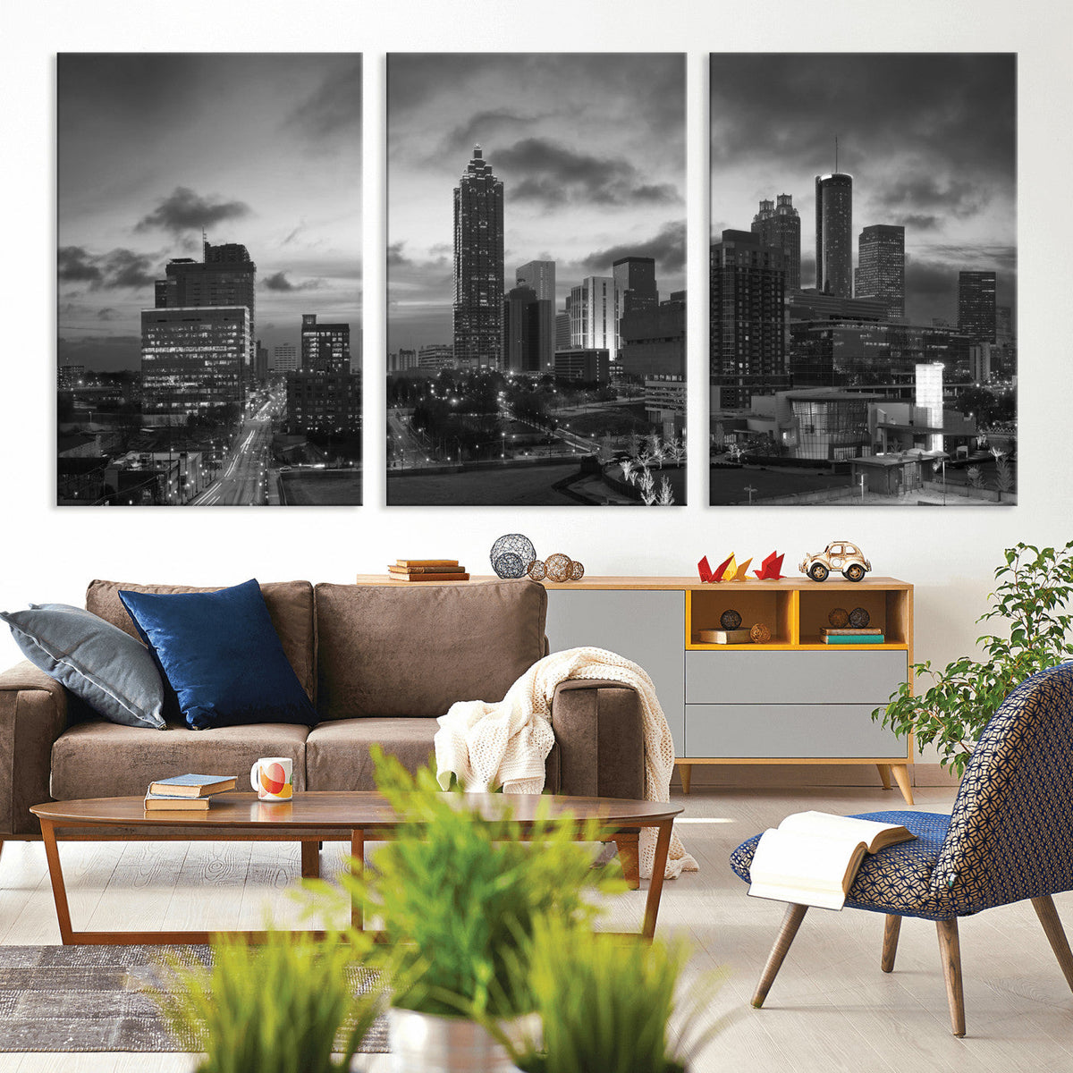Atlanta Skyline Wall Art Canvas Print, Atlanta Downtown Night Cityscape