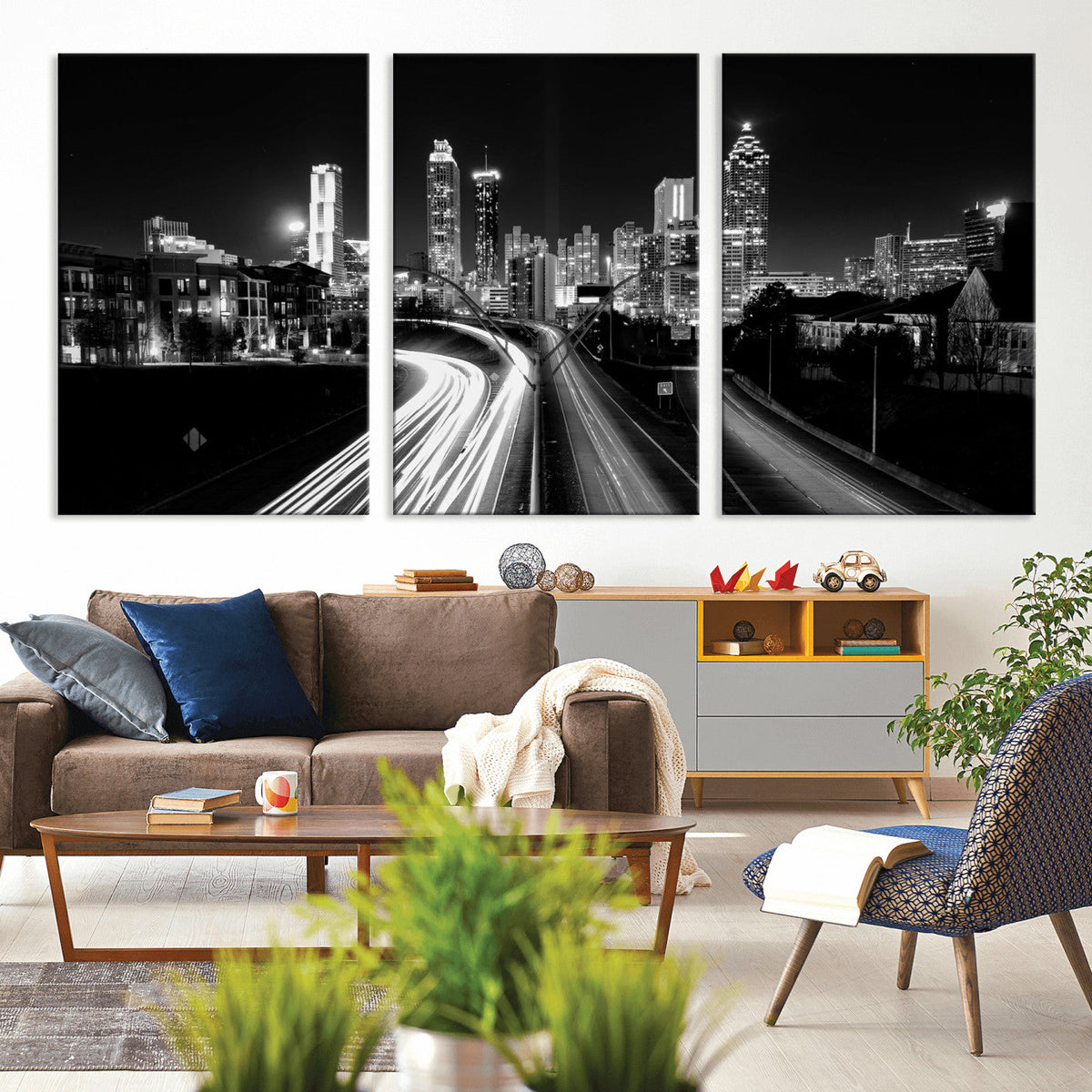 Atlanta Skyline Wall Art Canvas Print, Atlanta Downtown Night Cityscape