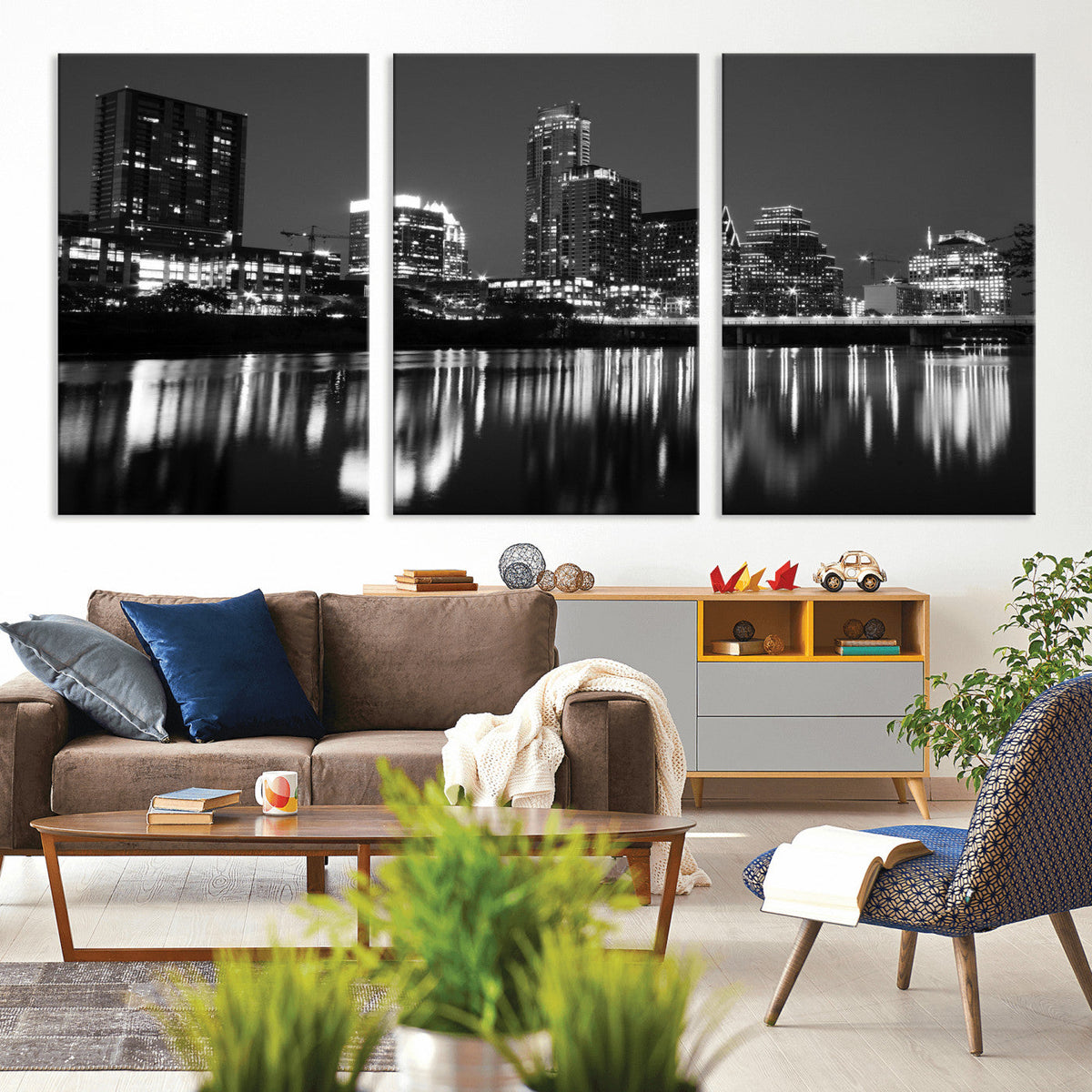 Austin Skyline Wall Art Canvas Print, Austin Downtown Night Cityscape