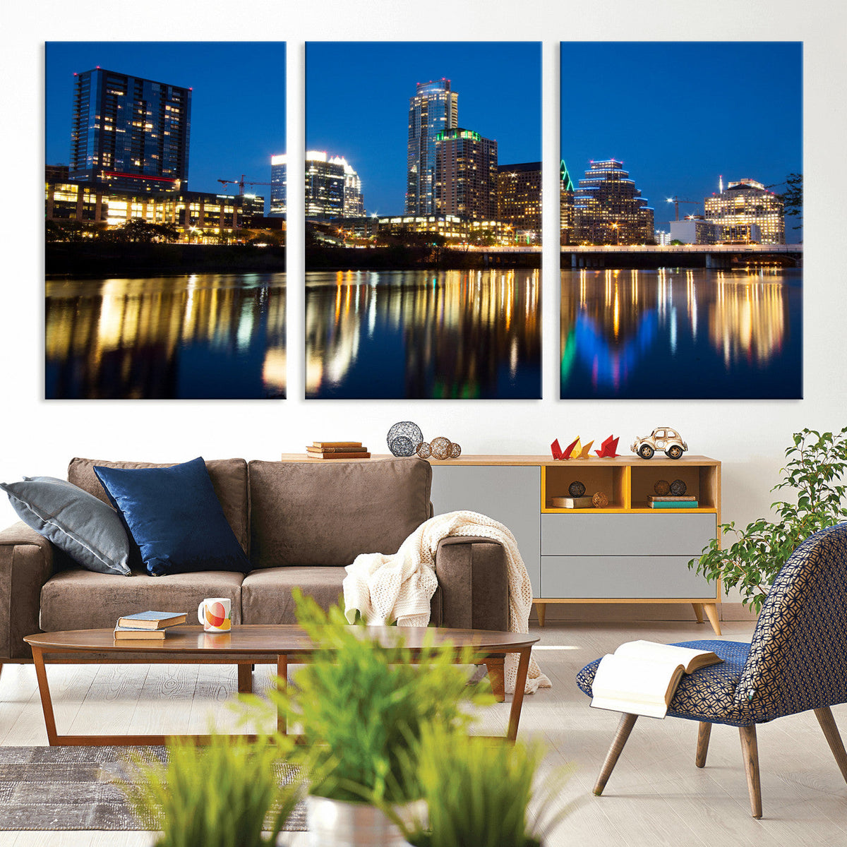Austin Skyline Wall Art Canvas Print, Austin Downtown Night Cityscape