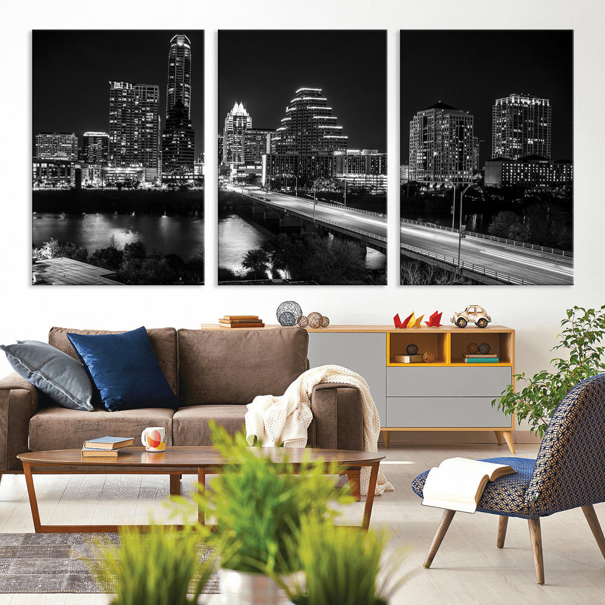 Austin Skyline Wall Art Canvas Print, Austin Downtown Night Cityscape