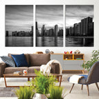 Chicago Wall Art Canvas Print, Chicago City Downtown Night Cityscape