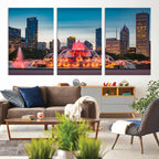 Chicago Wall Art Canvas Print - Chicago City Downtown Night Cityscape