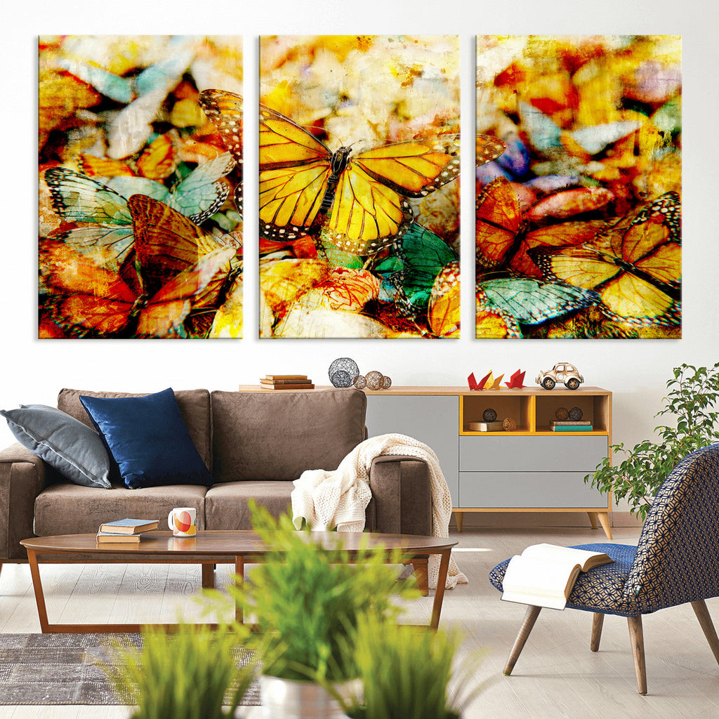 Butterfly Wall Art Canvas Print | Colorful Abstract Nature Artwork