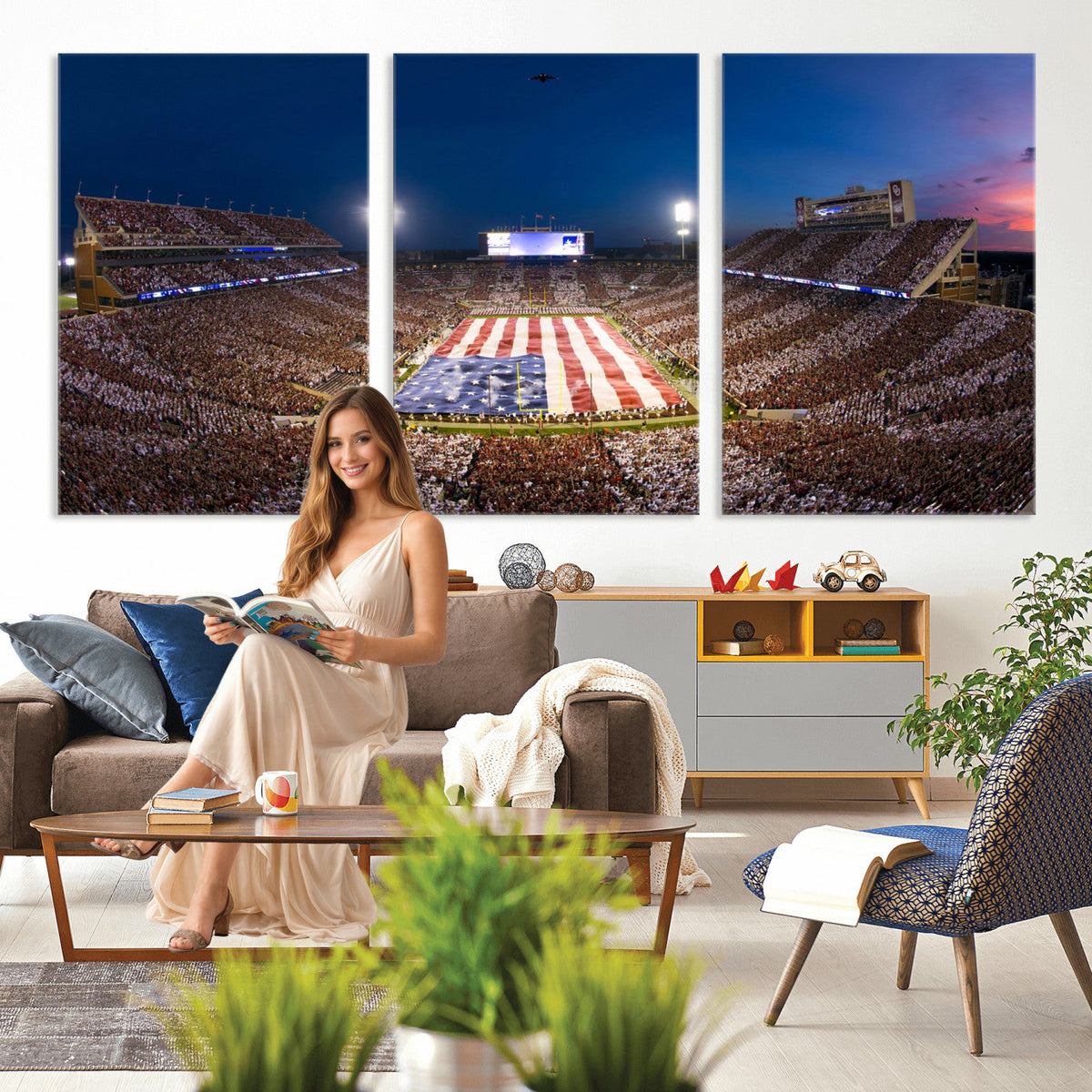 Oklahoma Sooners Memorial Stadium Wall Art Canvas Print