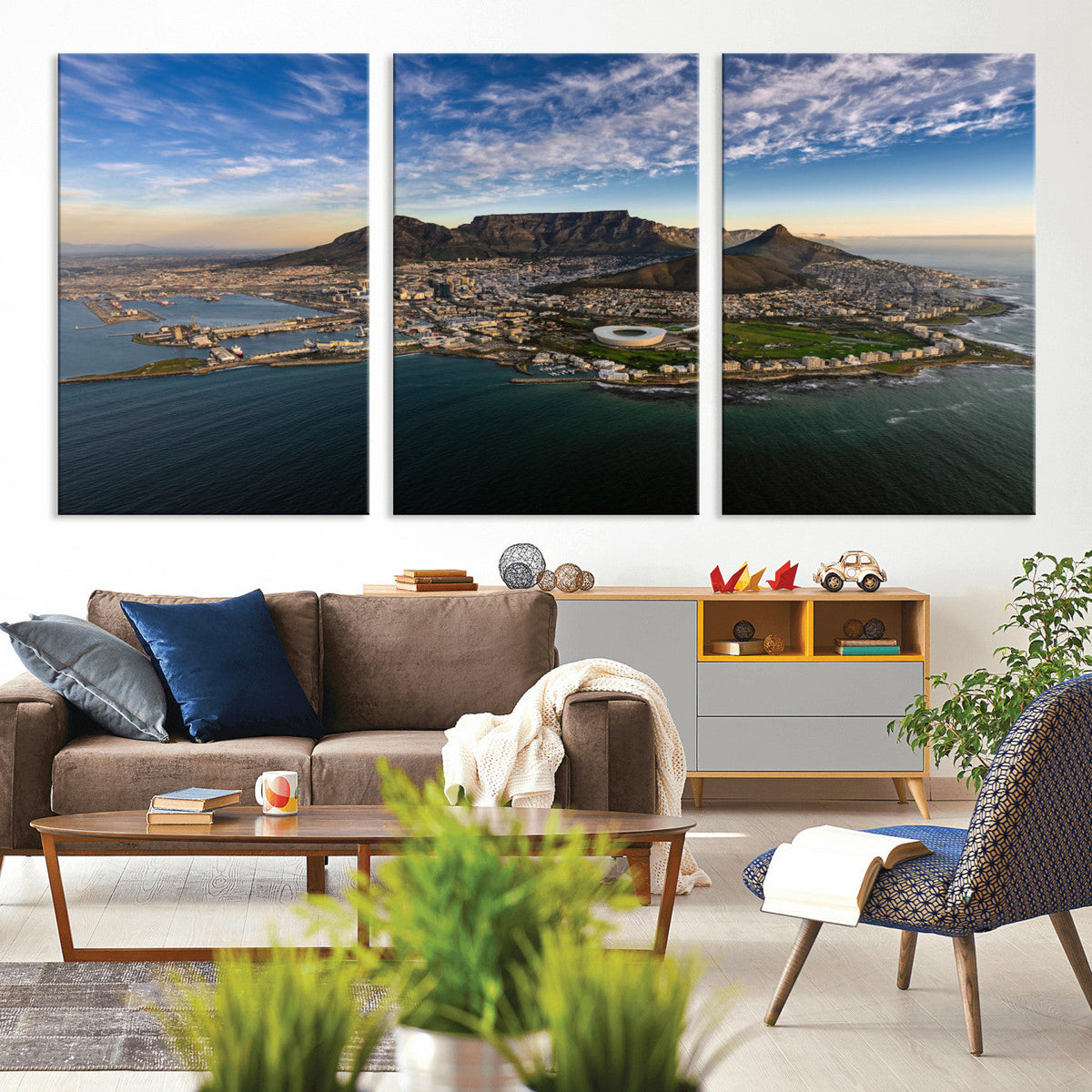 Cape Town Wall Art Canvas Print | Table Mountain Coastal Skyline Panorama