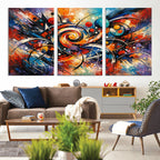 Geometric Abstract Wall Art Canvas Print, Orange Blue