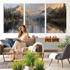 Drip Style Forest Lake Gold Art, Abstract Expressionist, Framed and Ready to Hang