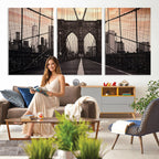 Brooklyn Bridge Canvas Wall Art, New York City Skyline Photography
