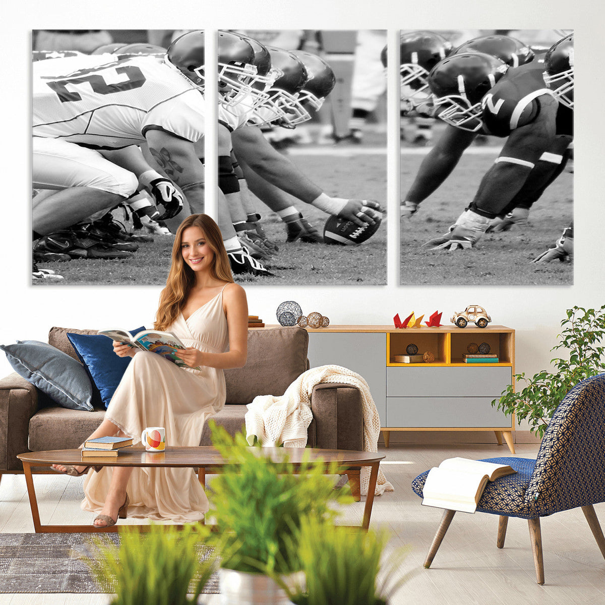 American Football Player Wall Art Canvas Print