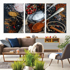 Spices and Seasonings Canvas Wall Art | Colorful Triptych Kitchen Decor