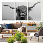 Texas Cow Wall Art Canvas, Texas Longhorn Cattle Canvas Print