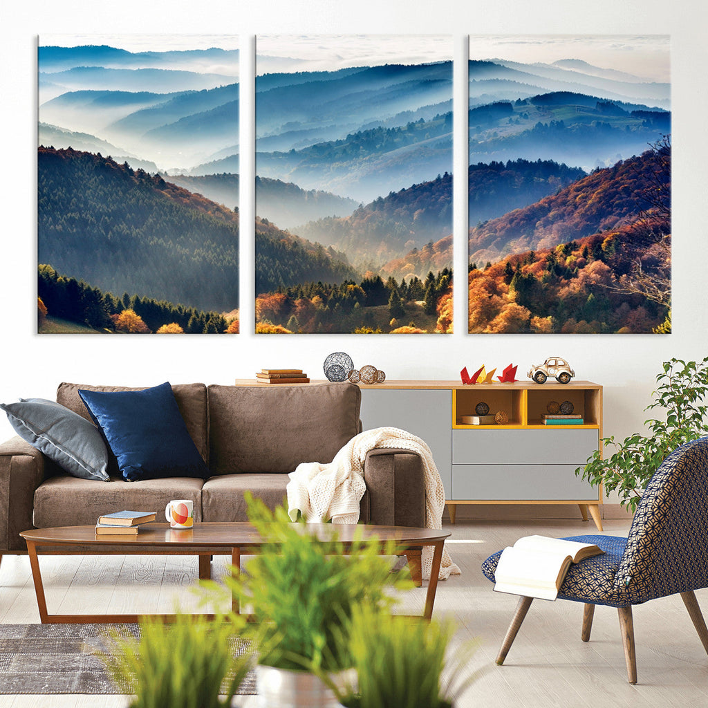 Mountains Forest Autumn Wall Art Canvas Print