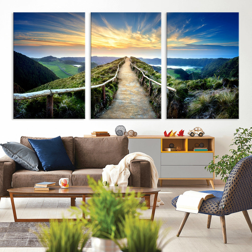 Mountain and Sunset Wall Art Canvas Print