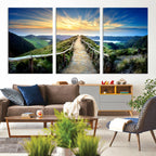 Mountain and Sunset Wall Art Canvas Print