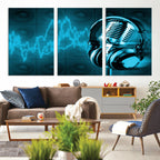 Music and Microphone Wall Art Canvas Print