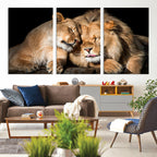Lion and Lioness Wall Art Canvas Print | African Wildlife Animal Art
