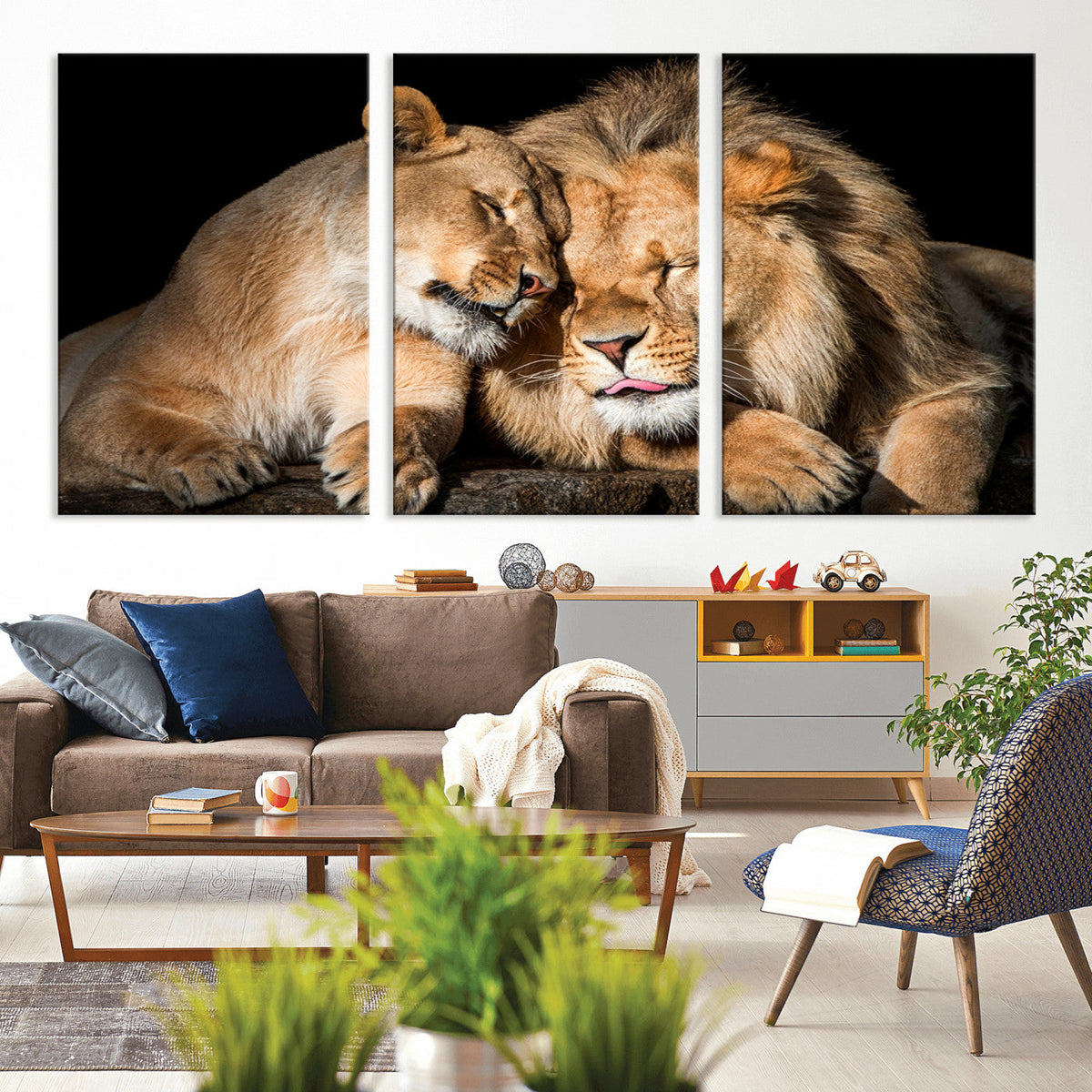Lion and Lioness Wall Art Canvas Print | African Wildlife Animal Art