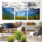 Yosemite Park Half Dome 3 Panel Canvas Print | Large Giclée Landscape Wall Art