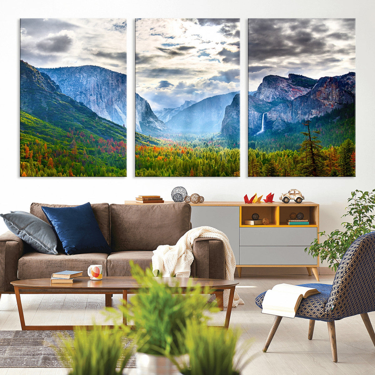 Yosemite Park Half Dome 3 Panel Canvas Print | Large Giclée Landscape Wall Art