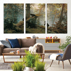 Baby Bears in Forest Wall Art Canvas Print