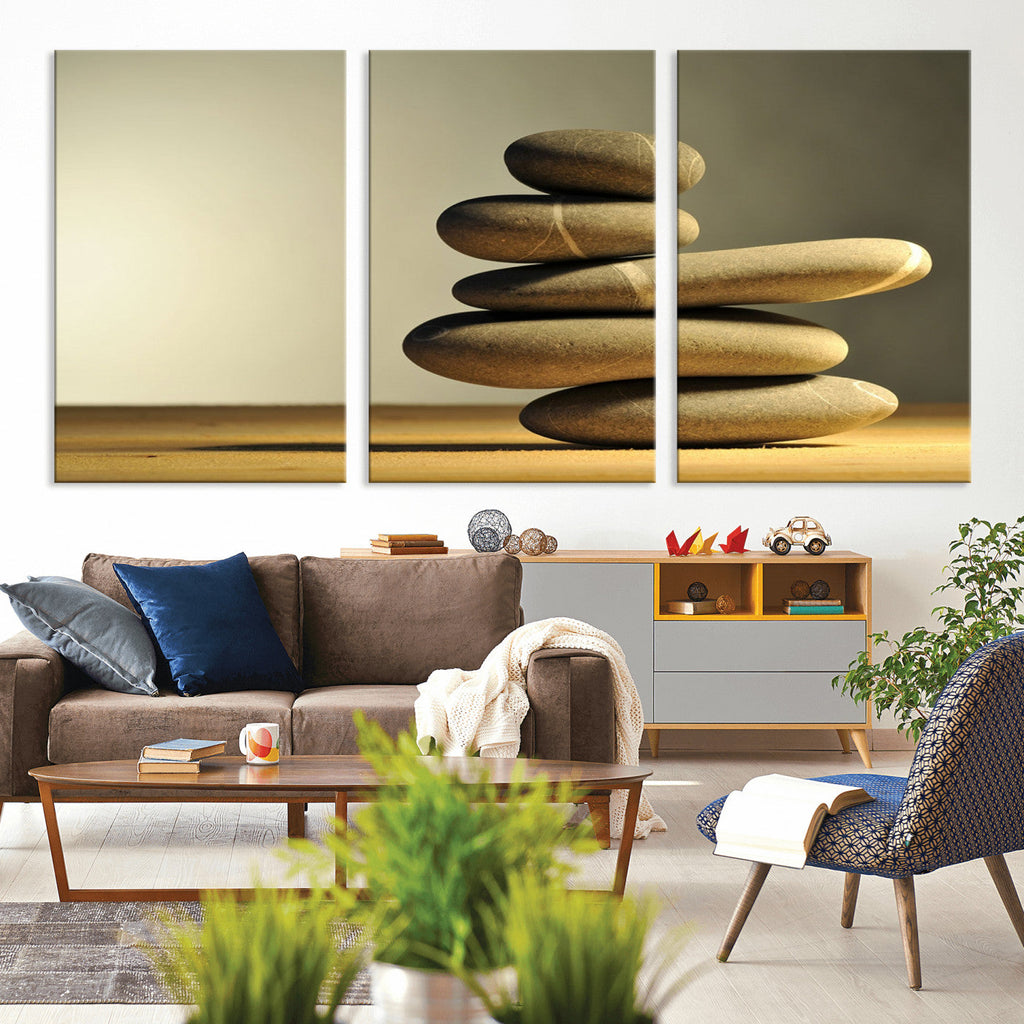 Fluvial Zen Stones Canvas Wall Art Print