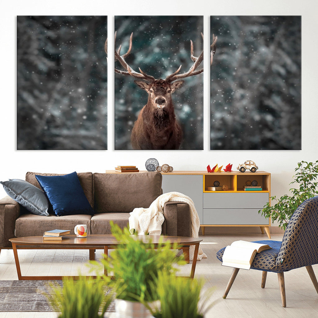 Wall Art Deer Art Animal Canvas, Framed Wall Art Deer Canvas