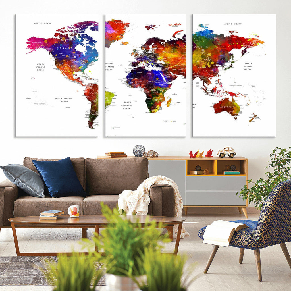 World Map Canvas Print | Detailed Map of the World Wall Art