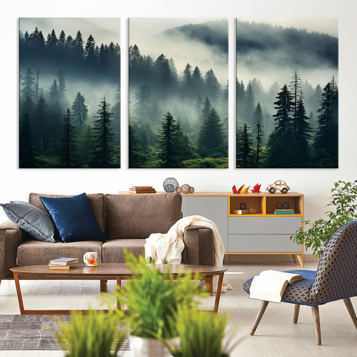 Captivating Misty Forest Wall Art, Foggy and Serene Atmosphere Canvas Print