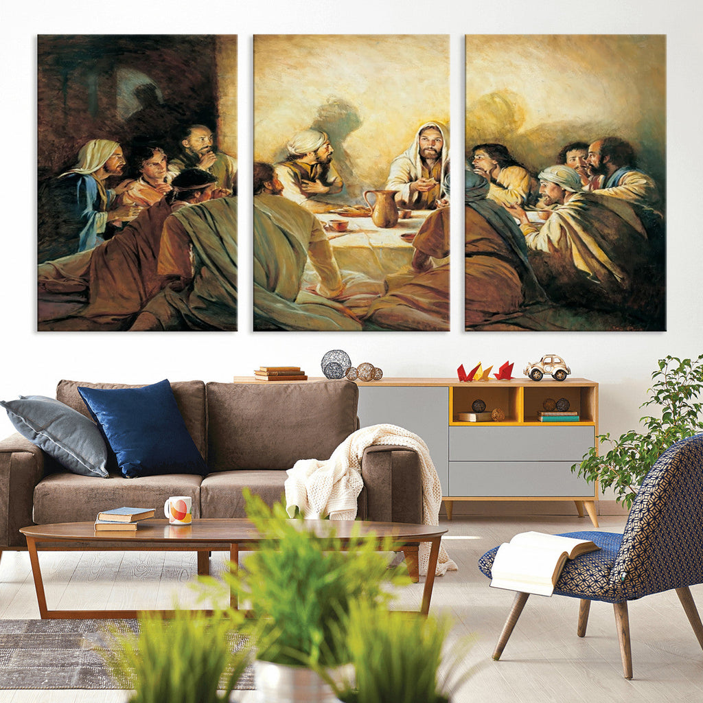 Last Supper Wall Art Canvas Print, Framed Jesus Painting Art