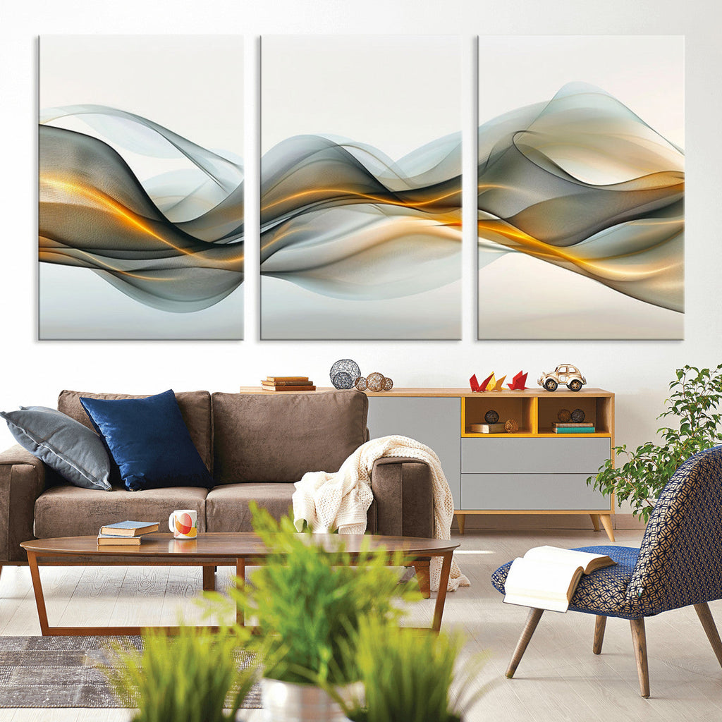 Abstract Wave Canvas Wall Art | Fluid Contemporary Elegance in Motion