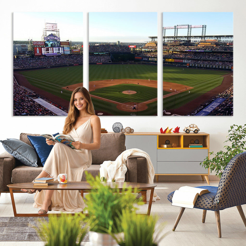 Colorado Rockies Coors Field Wall Art Canvas Print, MLB Baseball Stadium