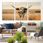 Texas Cow Wall Art Canvas Print for Farm House Wall Decor