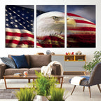 American Flag Eagle Symbol Wall Art Canvas Print, Patriotic American Flag Eagle Wall Art