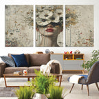 Abstract Floral Women Pastel Wall Art Canvas Print