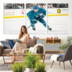 San Jose Sharks Ice Hockey Player Wall Art Canvas Print