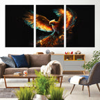 Fiery Phoenix Canvas Print | Ready to Hang Wall Art | Bold Fantasy Decor