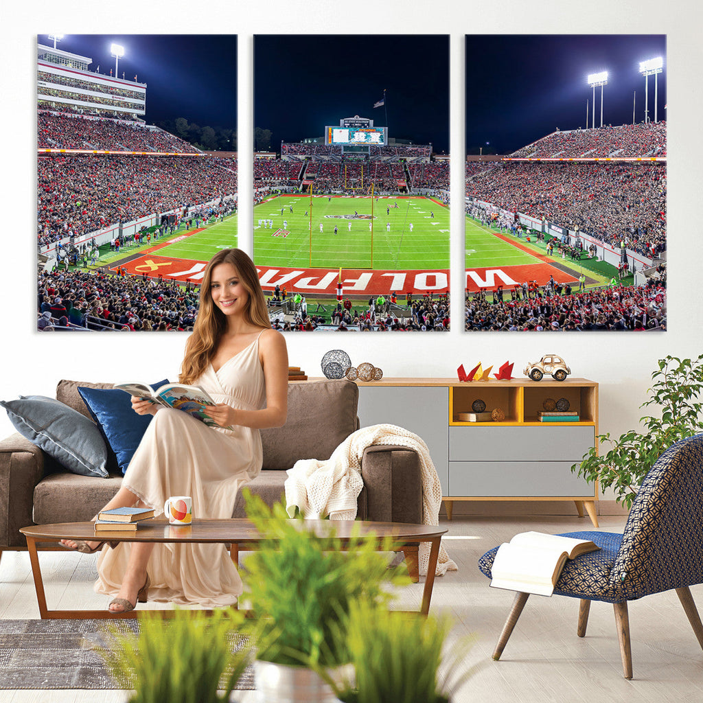 Wolfpack Football Team Print, Raleigh Carter-Finley Stadium