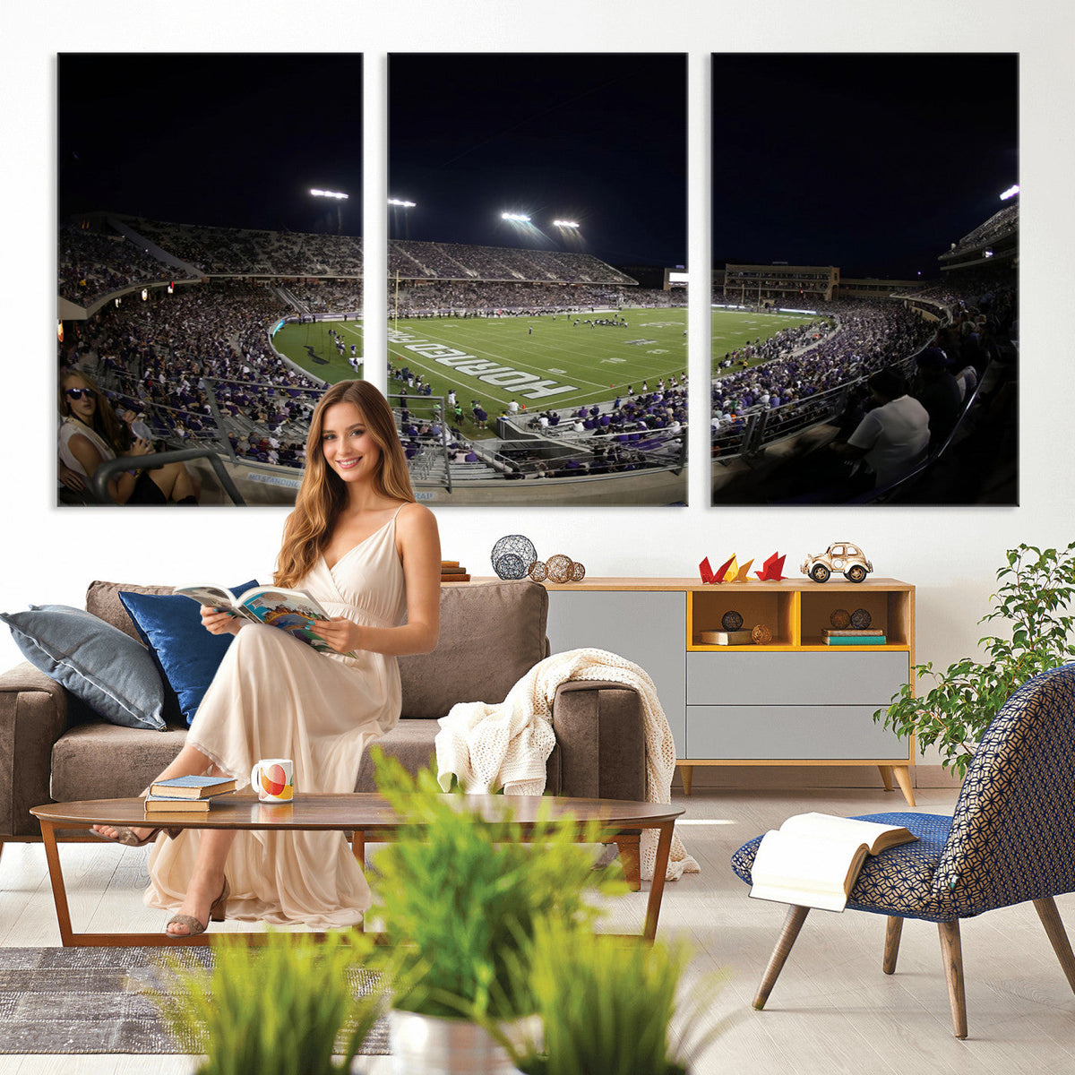 TCU Horned Frogs Football Team Print, Fort Worth Amon G. Carter Stadium