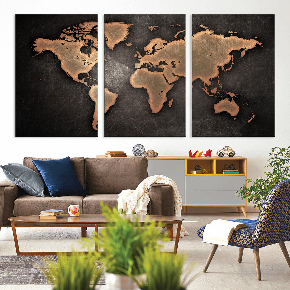 World Map Canvas Print | Framed Travel Map Wall Art for Couples