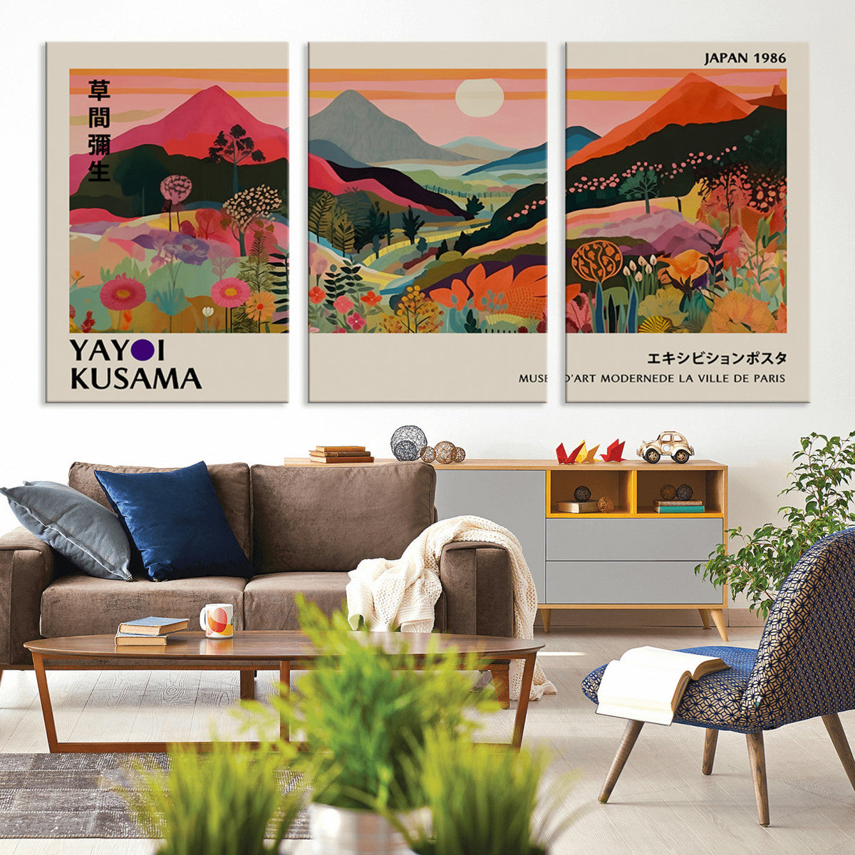 Yayoi 1986 Wall Art Print, Vibrant Wabi Sabi Japanese Abstract Design