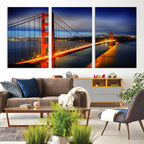 Large Wall Art San Francisco Canvas Print - Wonderful Golden Gate Bridge at Twilight