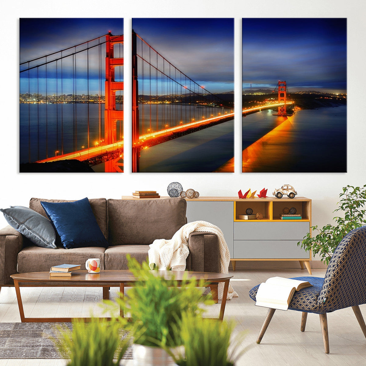 Large Wall Art San Francisco Canvas Print - Wonderful Golden Gate Bridge at Twilight