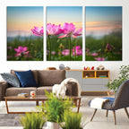 Pink Flower on the Mountain Canvas Print, Framed Pink Flower Canvas Wall Art