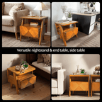 Rum Handcrafted Solid Wood Nightstand