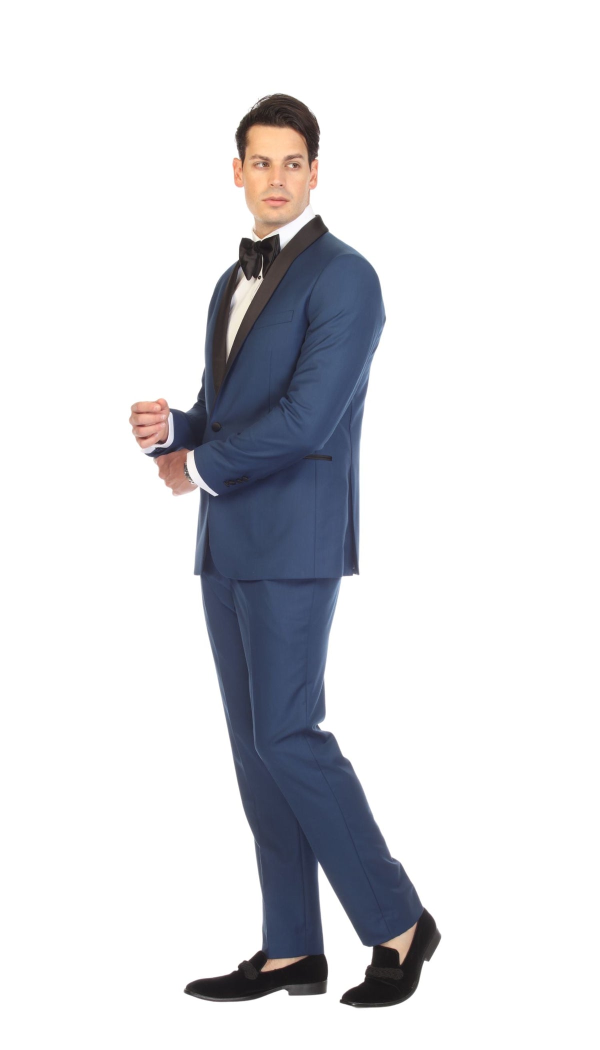 Men's Indigo Shawl Lapel Tuxedo – Slim Fit 2 Piece Suit | Ferrecci Reno